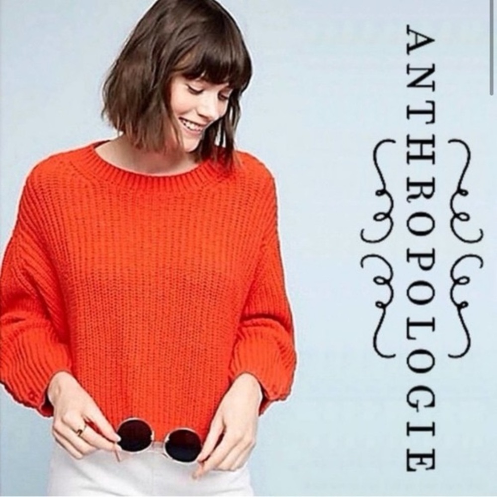 Moth Bright Orange Chunky Crewneck Sweater